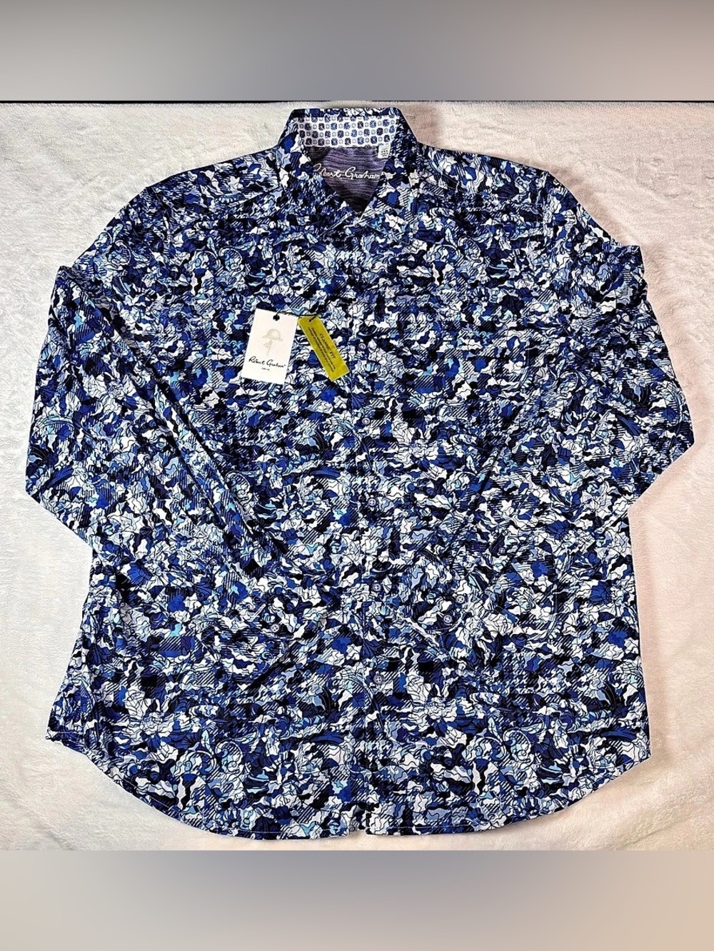 NWT Robert Graham Banbury Blue Floral Shirt Mens 2XL Classic Fit MSRP $198